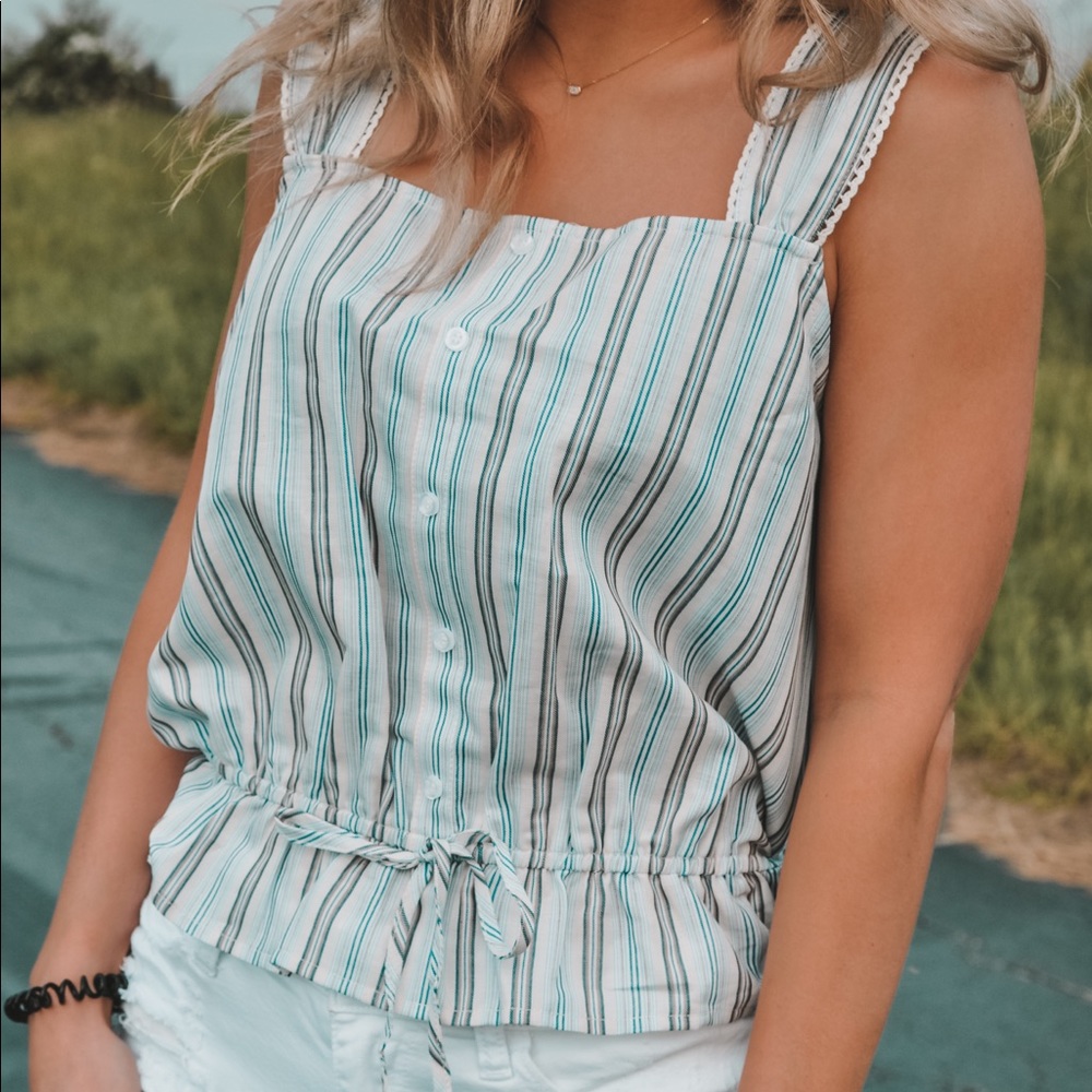 Blue Button Tank - Picture 2 of 3